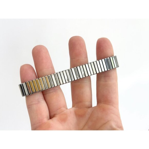 Two Toned Unisex Flexible Elastic Unisex Minimalist Bracelet - Picture 5 of 6